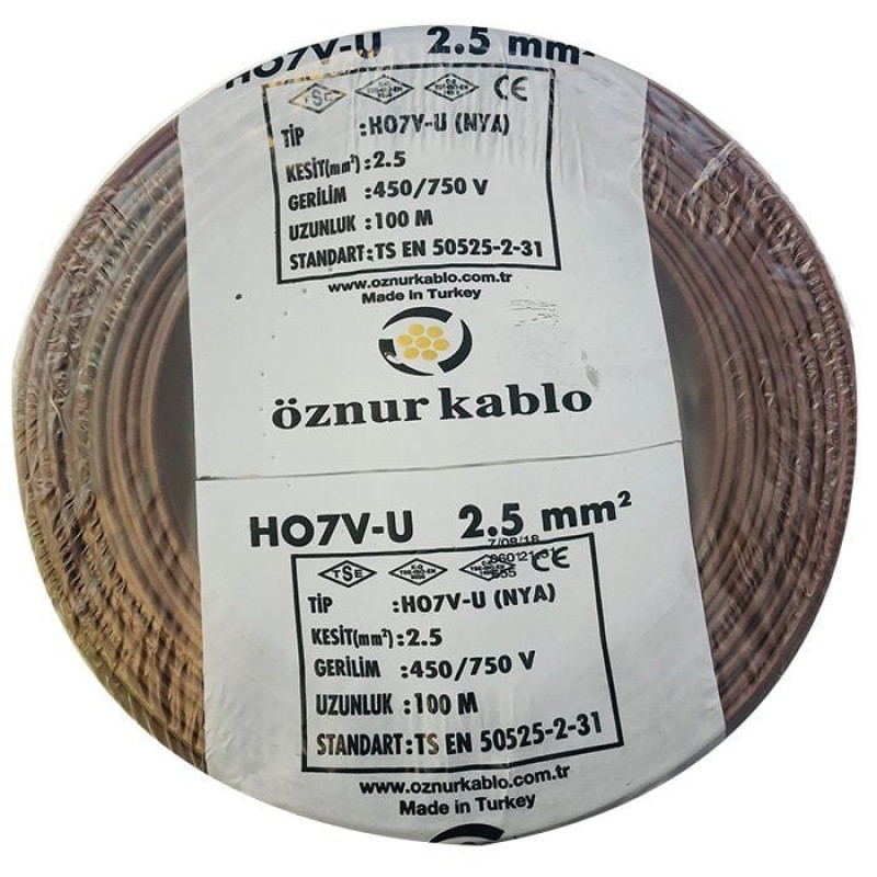 2,5 MM NYA ÖZNUR KAHVERENGİ KABLO 100 METRE 2,5 MM NYA ÖZNUR KAHVERENGİ KABLO 100 METRE